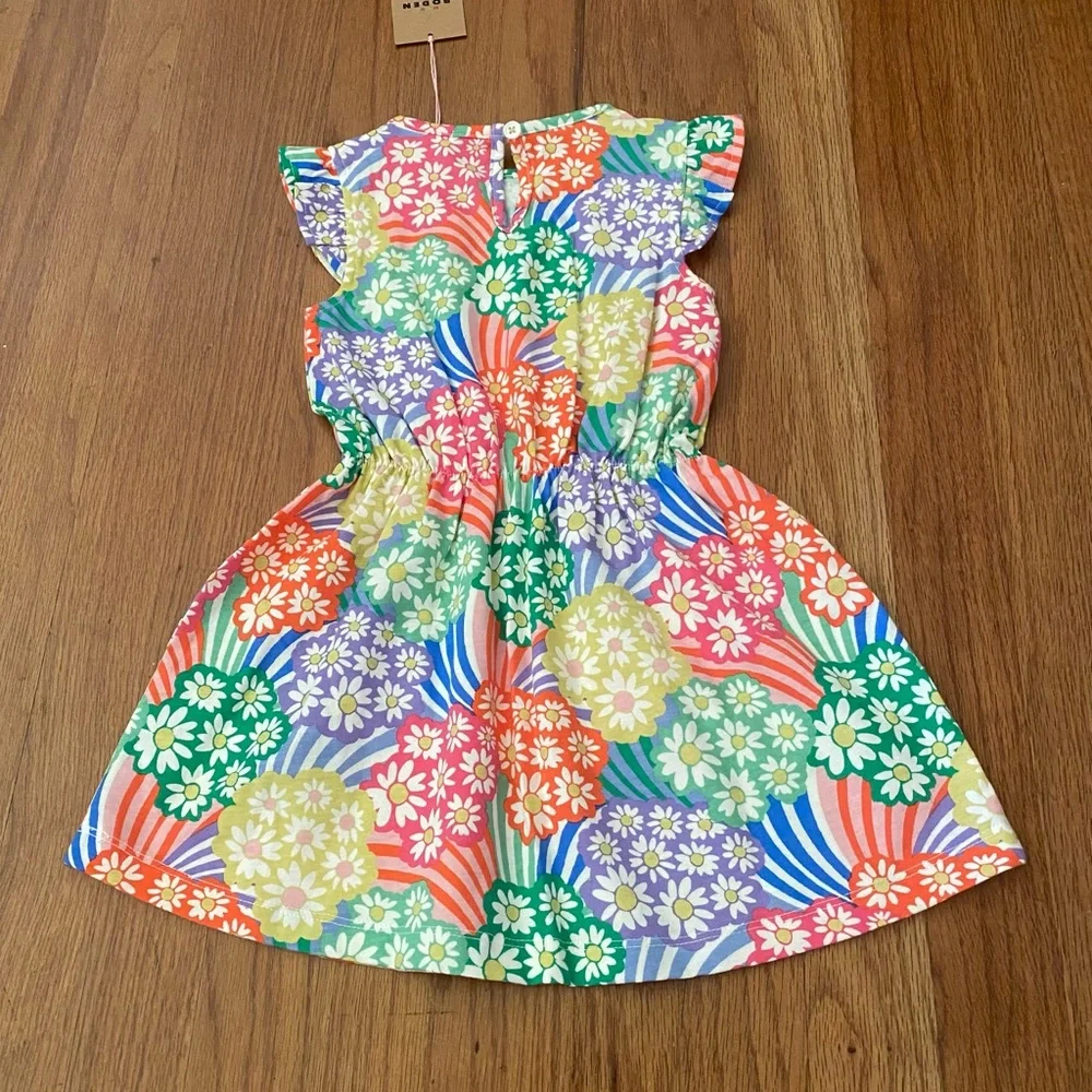 Mini Boden Colorful Multi Rainbow Daisies Floral Dress